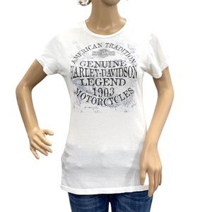 HARLEY-DAVIDSON Women’s White Short Sleeve Tee Shirt Size Small